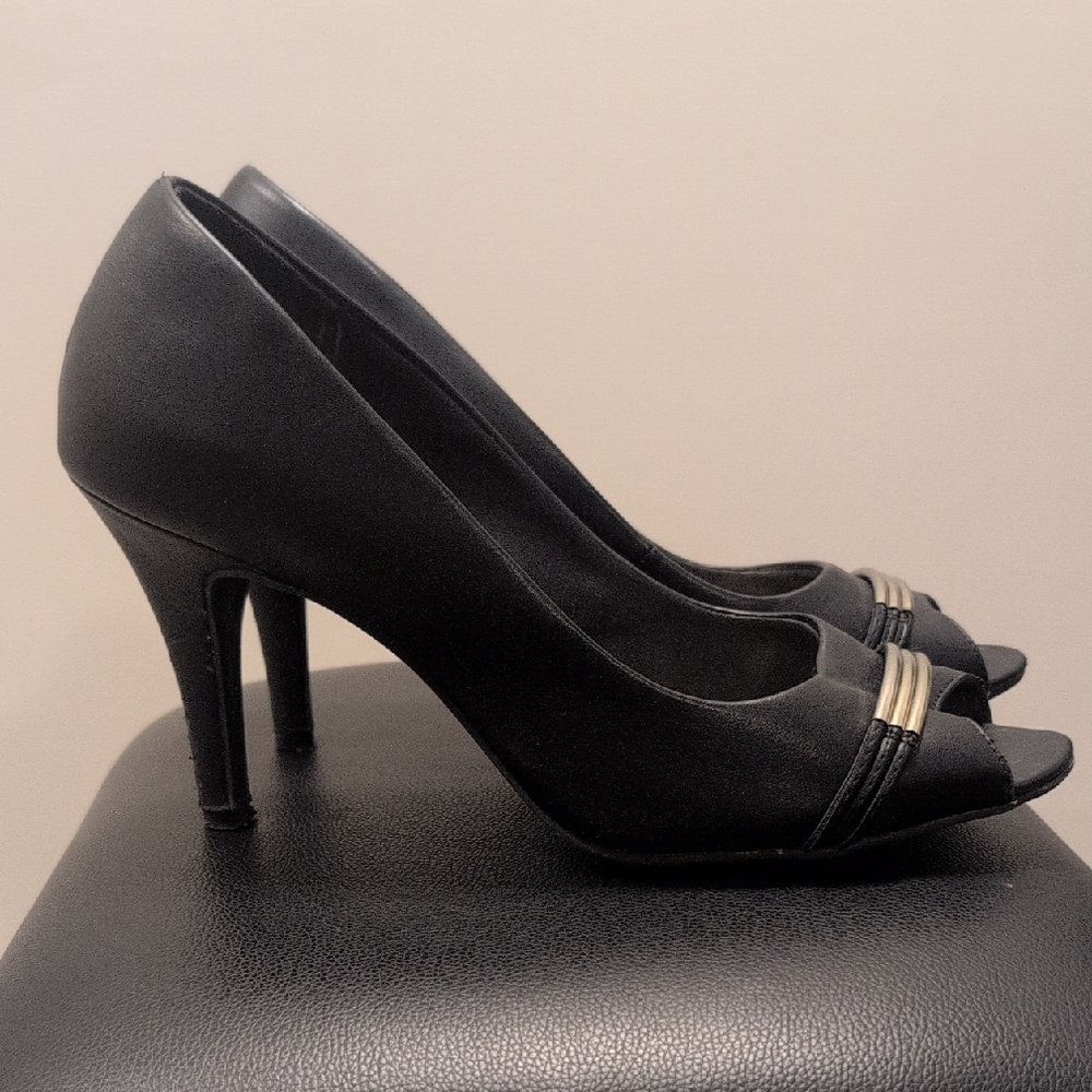Elegant Black Peep-Toe Heels